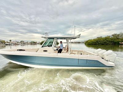 2026 Boston Whaler 360 Outrage — front three-quarter view
