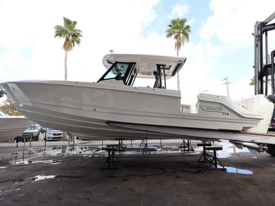 2026 Boston Whaler 360 Outrage — front three-quarter view