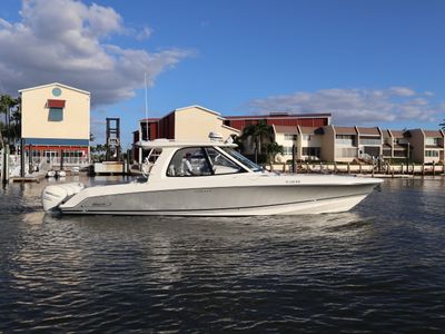 2019 Boston Whaler 380 Realm — front three-quarter view