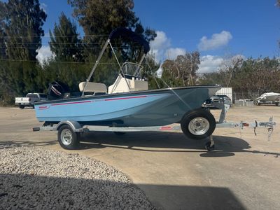 2026 Boston Whaler 150 Montauk — front three-quarter view