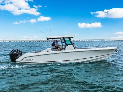 2026 Boston Whaler 330 Outrage — front three-quarter view