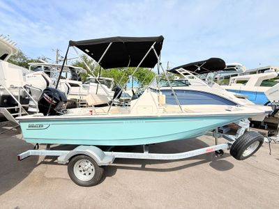 2026 Boston Whaler 150 Montauk — front three-quarter view