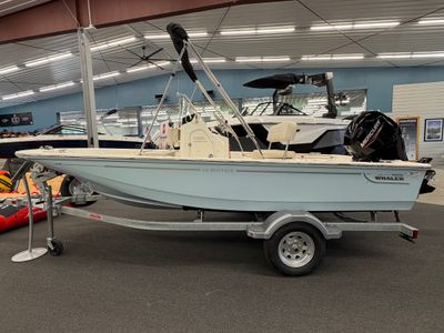 2026 Boston Whaler 150 Montauk — front three-quarter view