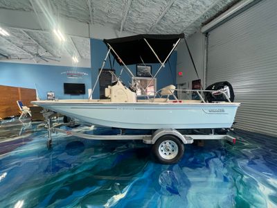 2026 Boston Whaler 150 Montauk — front three-quarter view