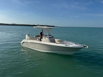 2021 Boston Whaler 230 OUTRAGE — front three-quarter view