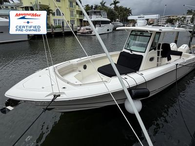 2023 Boston Whaler 33 OUTRAGE — front three-quarter view