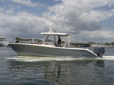 2023 Cobia 32CC — front three-quarter view