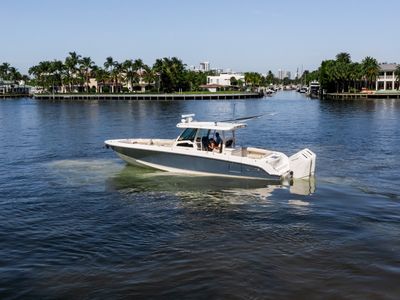 2024 Boston Whaler 380 OUTRAGE — front three-quarter view