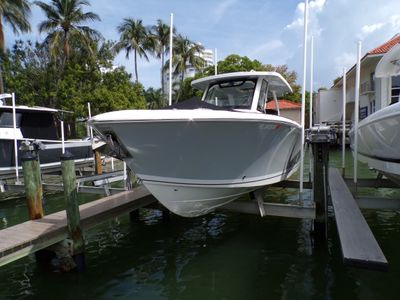 2021 Pursuit 328 SPORT — front three-quarter view