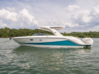 2021 Sea Ray 310 SLX OB — front three-quarter view