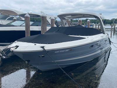 2021 Sea Ray SLX 310 — front three-quarter view