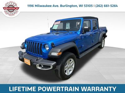 2023 Jeep Gladiator Sport S in Hydro Blue Pearlcoat — front three-quarter view