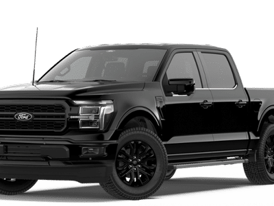2026 Ford F-150 LARIAT in Agate Black Metallic — front three-quarter view