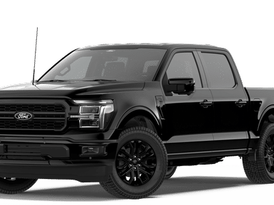 2026 Ford F-150 Lariat in Agate Black Metallic — front three-quarter view