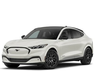 2026 Ford Mustang Mach-E Premium in Star White Metallic Tri-Coat — front three-quarter view