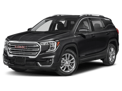 2022 GMC Terrain SLE in Ebony Twilight Metallic — front three-quarter view
