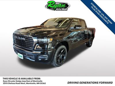 2026 RAM 1500 Laramie in Diamond Black Crystal Pearl-Coat Exterior Paint — front three-quarter view