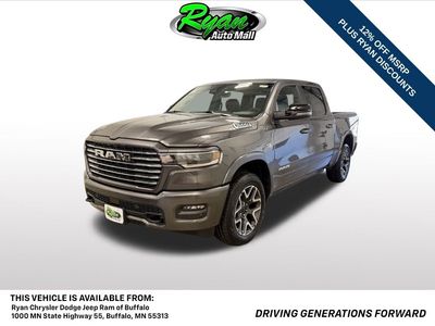 2026 RAM 1500 Laramie in Granite Crystal Metallic Clearcoat — front three-quarter view
