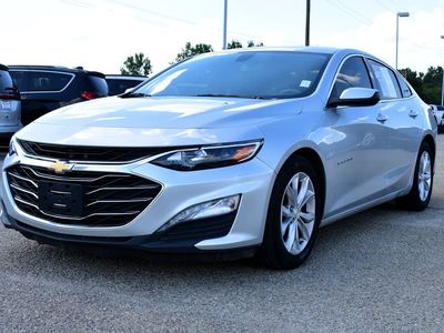 2020 Chevrolet Malibu LT in Silver Ice Metallic — front three-quarter view