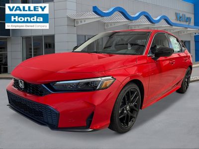 2026 Honda Civic Sedan Sport in Rallye Red — front three-quarter view