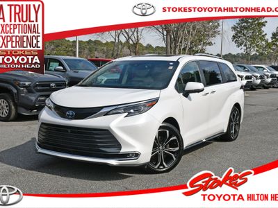 2025 Toyota Sienna Platinum in Beige — front three-quarter view