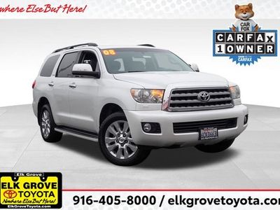 2008 Toyota Sequoia Platinum in White — front three-quarter view