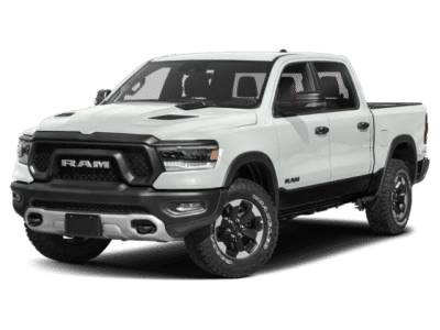 2022 Ram 1500 Rebel in White — front three-quarter view
