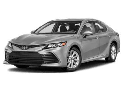 2024 Toyota Camry LE in Silver — front three-quarter view