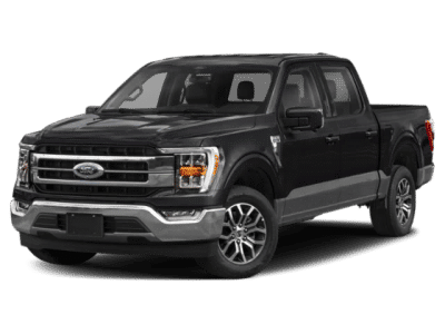2021 Ford F-150 Lariat in Black — front three-quarter view