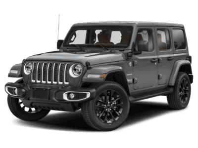 2021 Jeep Wrangler Unlimited Sahara High Altitude 4xe in Silver — front three-quarter view