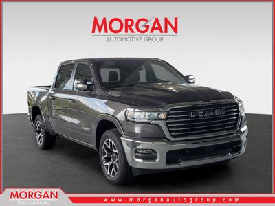 2026 Ram 1500 Laramie in Granite Crystal Metallic Clearcoat — front three-quarter view