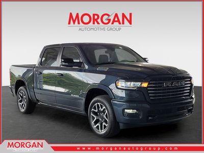 2026 Ram 1500 Laramie in Forged Blue Metallic — front three-quarter view