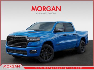 2026 Ram 1500 Laramie in Blue — front three-quarter view