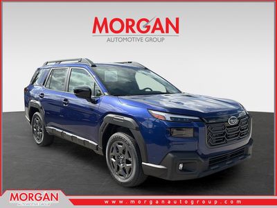 2026 Subaru Outback Premium in Sapphire Blue Pearl — front three-quarter view