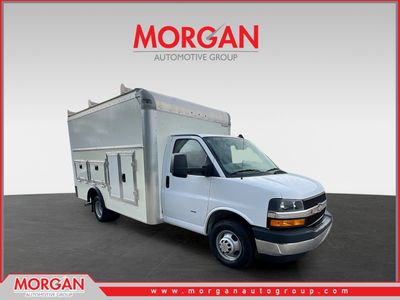 2022 Chevrolet Express 3500 Work Van in Summit White — front three-quarter view