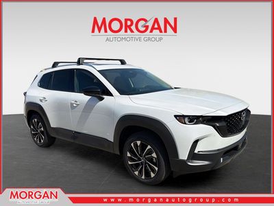 2026 Mazda CX-50 Hybrid Premium Plus in Wind Chill Pearl — front three-quarter view