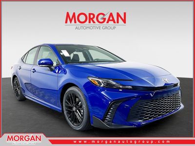 2026 Toyota Camry SE in Blue — front three-quarter view