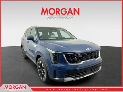 2026 Kia Sorento EX in Midnight Lake Blue — front three-quarter view