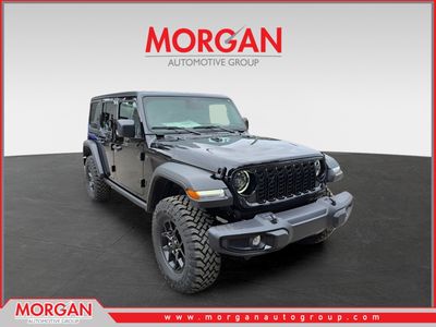 2025 Jeep Wrangler Willys in Black Clearcoat — front three-quarter view