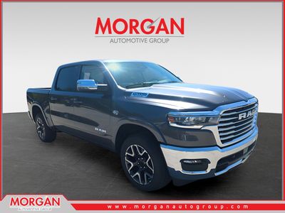 2026 Ram 1500 Laramie in Gray — front three-quarter view