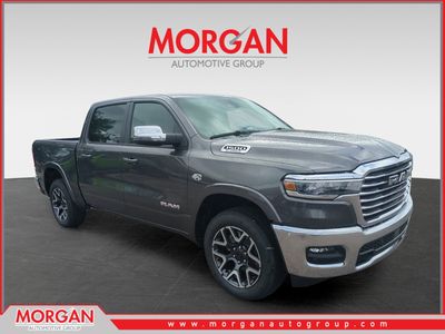 2026 Ram 1500 Laramie in Gray — front three-quarter view