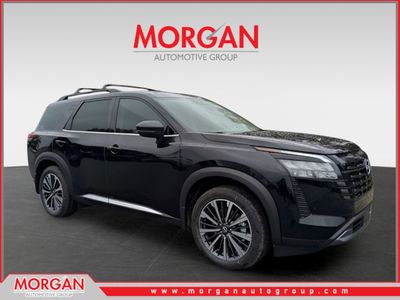 2026 Nissan Pathfinder Platinum in Black — front three-quarter view