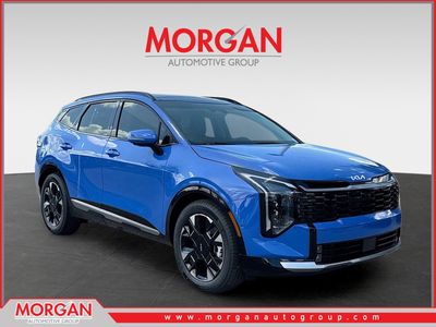2026 Kia Sportage SX-Prestige in Nebular Blue — front three-quarter view