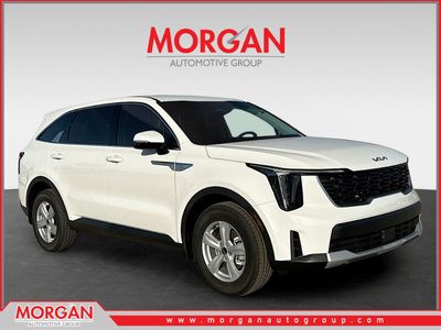 2026 Kia Sorento LX in Glacial White Pearl — front three-quarter view