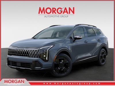 2026 Kia Sportage Hybrid X-Line in Heritage Blue — front three-quarter view