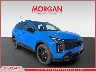 2026 Kia Sportage X-Line in Nebular Blue — front three-quarter view