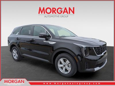 2026 Kia Sorento LX in Ebony Black — front three-quarter view