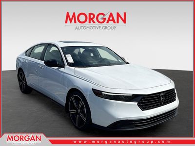 2026 Honda Accord Hybrid Sport in Platinum White Pearl — front three-quarter view