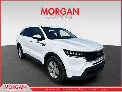 2023 Kia Sorento LX in Glacial White Pearl — front three-quarter view