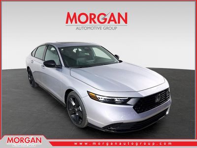 2026 Honda Accord Hybrid Sport-L in Solar Silver Metallic — front three-quarter view